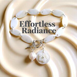 Mother of Pearl Bracelet | Genuine Freshwater Pearl | Feminine Dainty & Handmade